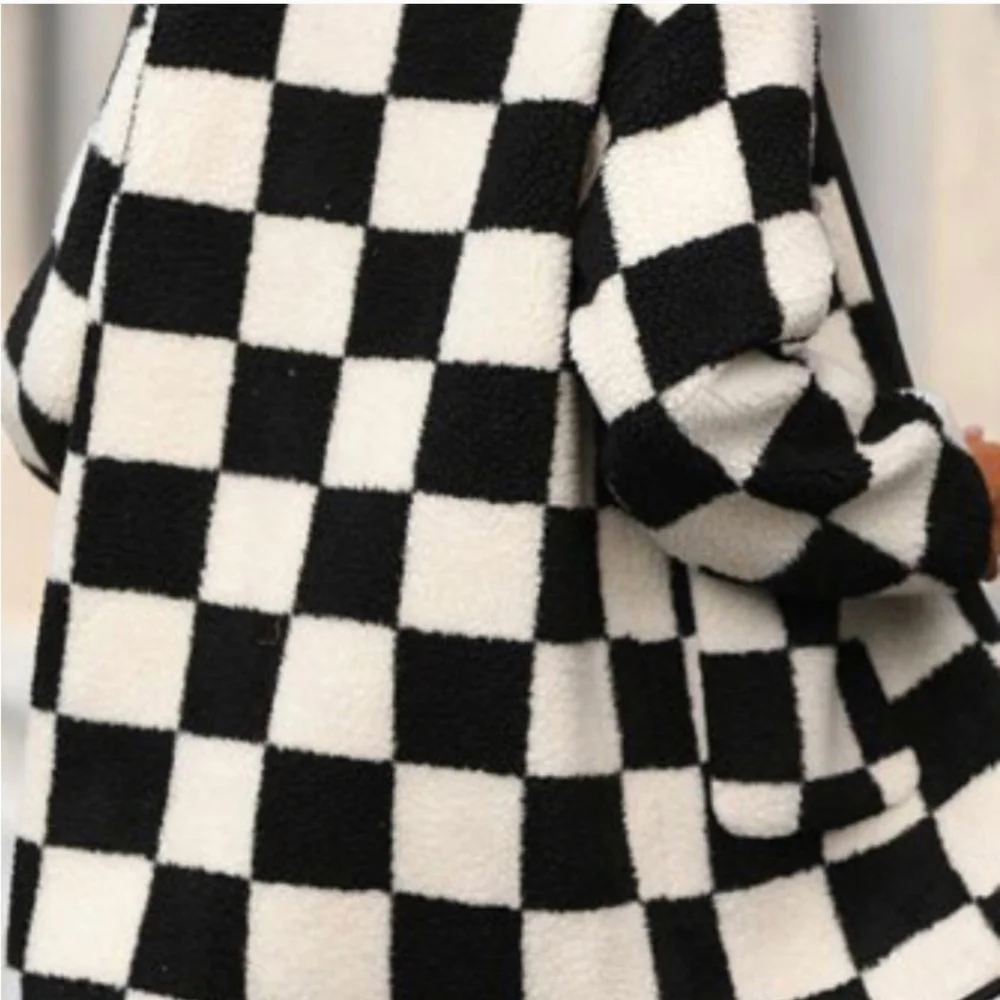 Checkered Black and White Women's Jacket - Picture 2 of 5